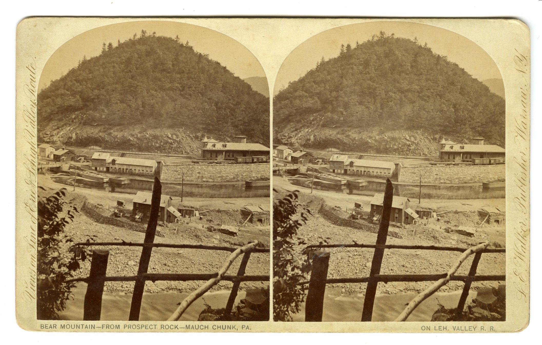 Mauch Chunk PA Railroad Depot and Bear Mountain from Prospect Rock