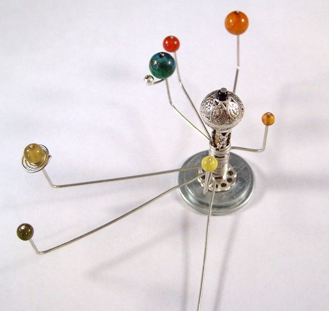 Miniature Medieval Movable Orrery OOAK Dollhouse Mini Handmade Silver