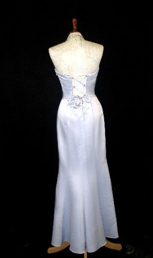 Jessica McClintock Silver Satin Mermaid Dress Gown Size 7