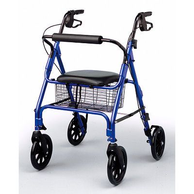 Medline Folding Rollator Rolling Wheeled Walker Blue