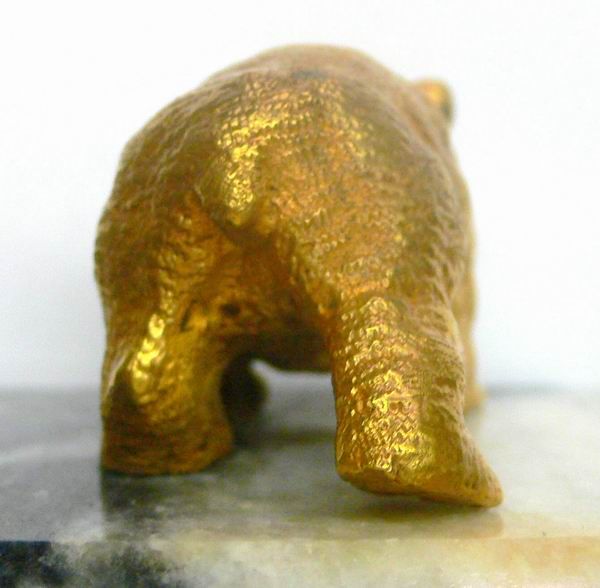 19c Russian Gold Gilded Bronze Bear Gray Marble Stand