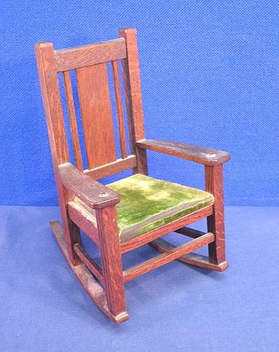 Mission Oak Rocking Chair Salesman Sample Miniature Melora Toy Doll