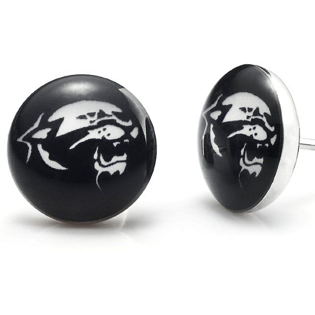 New Black Stainless Steel Tiger Stud Earrings for Men Jewelry