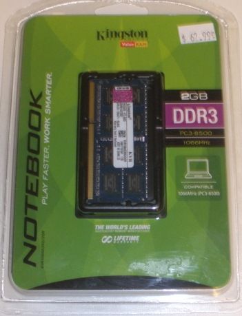 brand new kingston valueram 2gb ddr3 ram upgrade module in