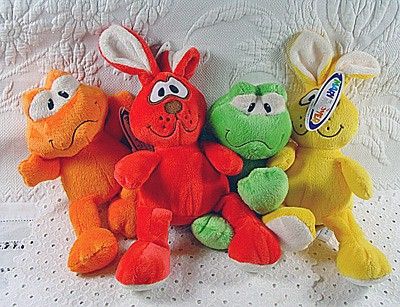 velour frogs rabbits toys hobbies stuffed animals green orange yellow