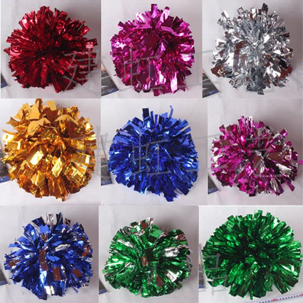 Pair Metallic Cheerleader Cheerleading Dance Party Show Pom Poms 70g