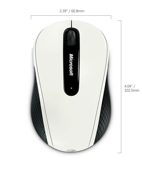 New Retail Microsoft 4000 4 Button Wireless Blue Track Mouse White D5D