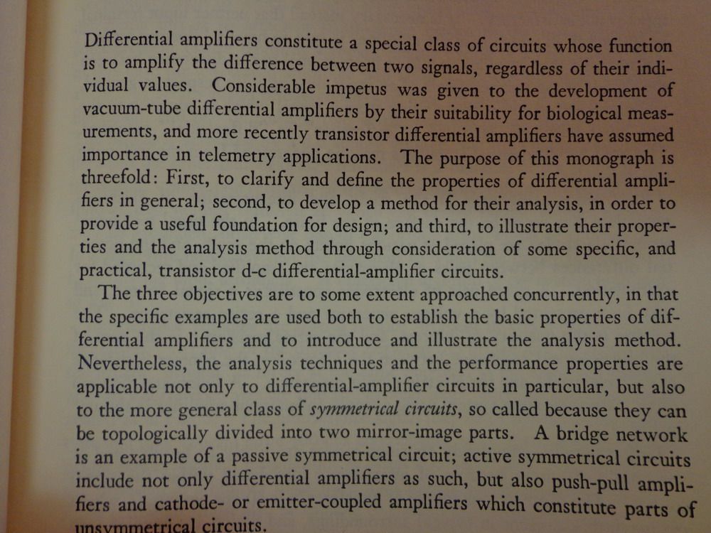 Differential Amplifiers 1964 Middlebrook Transistor DC Electrical