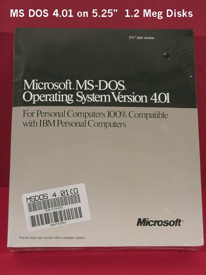 Microsoft Dos Version 4 01  on 5 25 1 2 Meg Diskettes