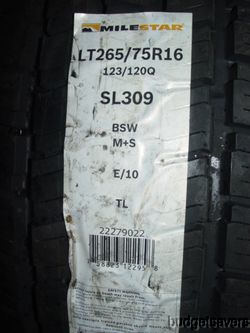 New Milestar SL309 Tires LT265 75R16 123 120Q 22279022 265 75 16