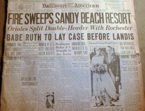 1925 Headline Newspaper Babe Ruth Protests $5 000 Fine by NY Yankees