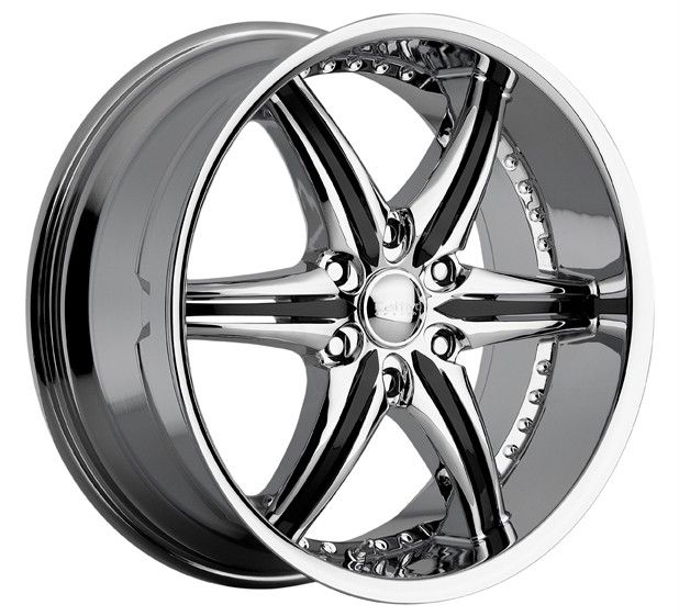 22 inch Cattivo 724 Chrome Black Wheels Rims 6x5 6x127