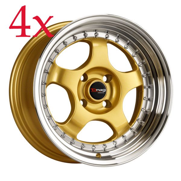 Drag Wheels Dr 46 15x7 4x100 ET10 Gold Rim Civic Integra Miata Yaris