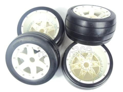 Slicks Wheels Tires Set for HPI 1 5 Baja 5B Drag Race