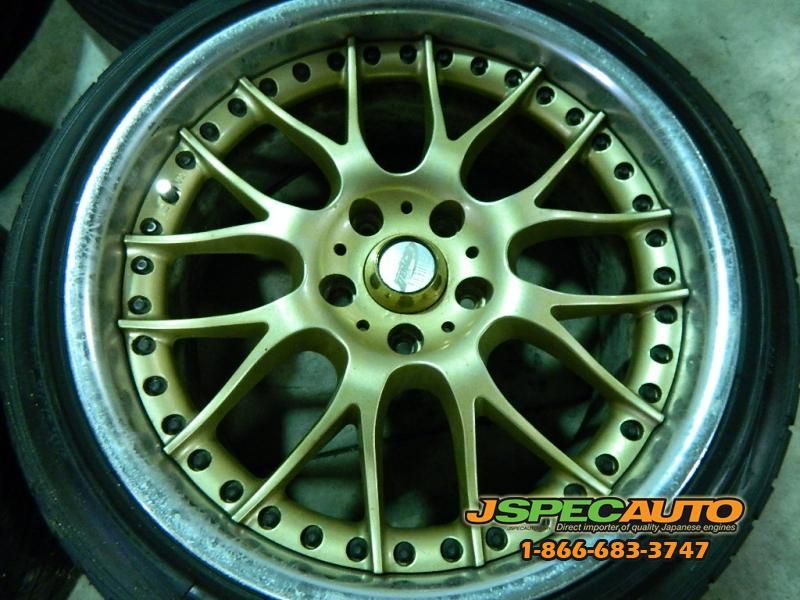 JDM 18 GEWALT WHEELS RARE GOLD MESH POLISHED LIP RAYS  ADVAN