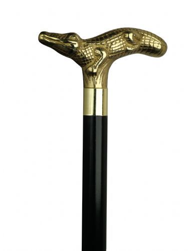 Harvy Cane Alligator Brass Hardwood Walking Stick Cane