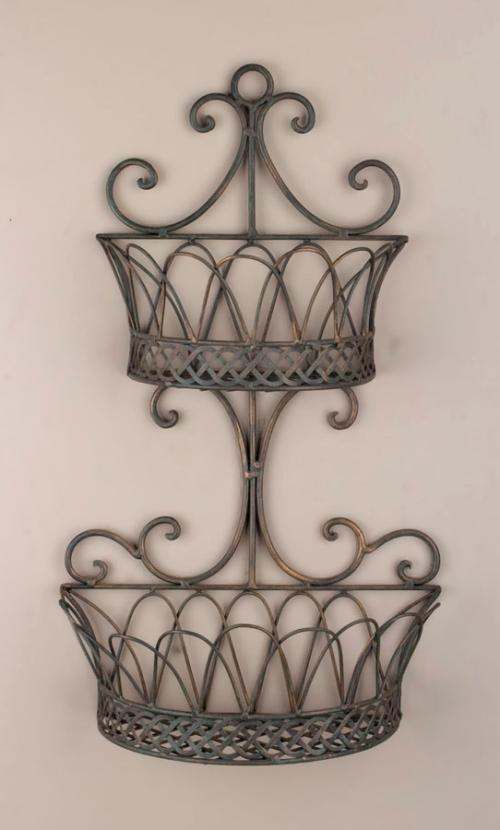 Wrought Iron Metal Double Wall Baskets Planters