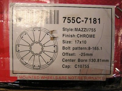 Two Mazzi 17x10 Chrome Rims 8 161 1 Et 25mm New Pair