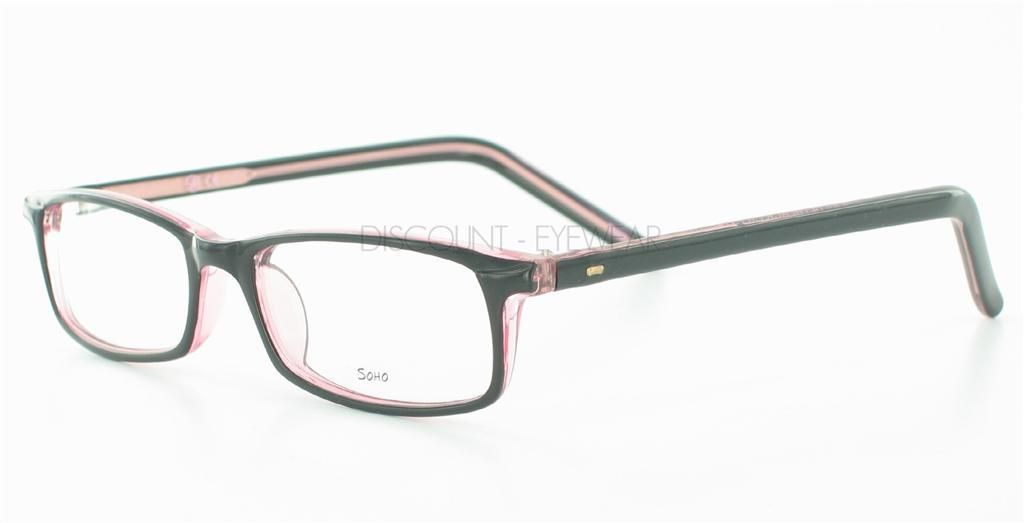 Soho 45 Womens Eyeglasses Black Pink Rectangular Frame Modern Plastic