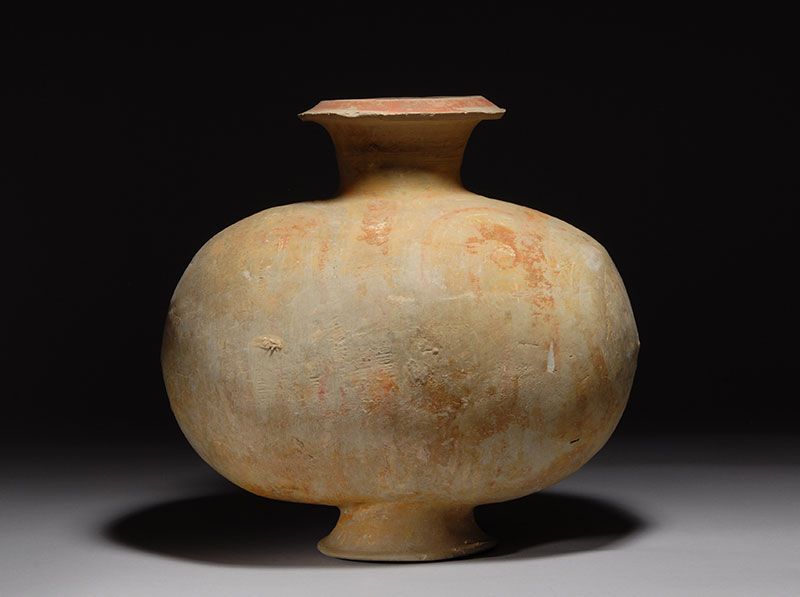 Ancient Chinese Han Dynasty Antique Cocoon Terracotta Jar 200 B C