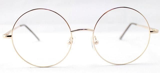 Oversized Retro Vintage Harry Potter Round Eyeglass Frame Black Gold