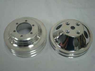 SB Mopar Polished 2 3 Groove Pulley Set 273 318 340