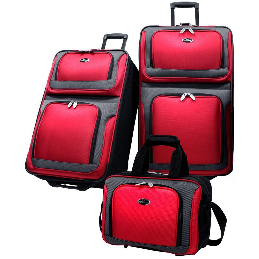 US Traveler New Yorker 3 Piece Luggage Set Expandable Red