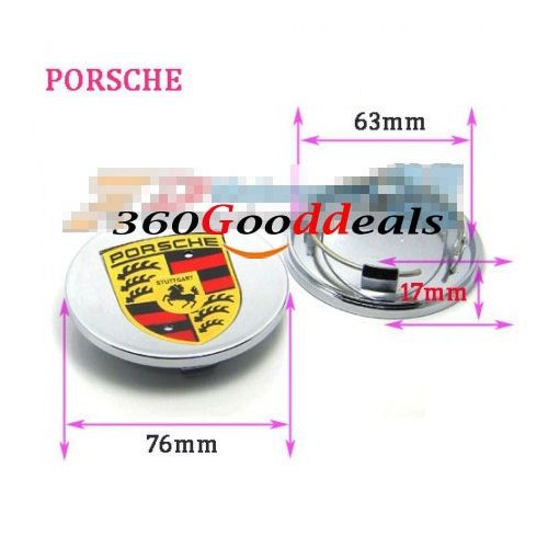 Silver Concave Wheel Hub Center Caps Covers Emblem for Porsche Cayenne