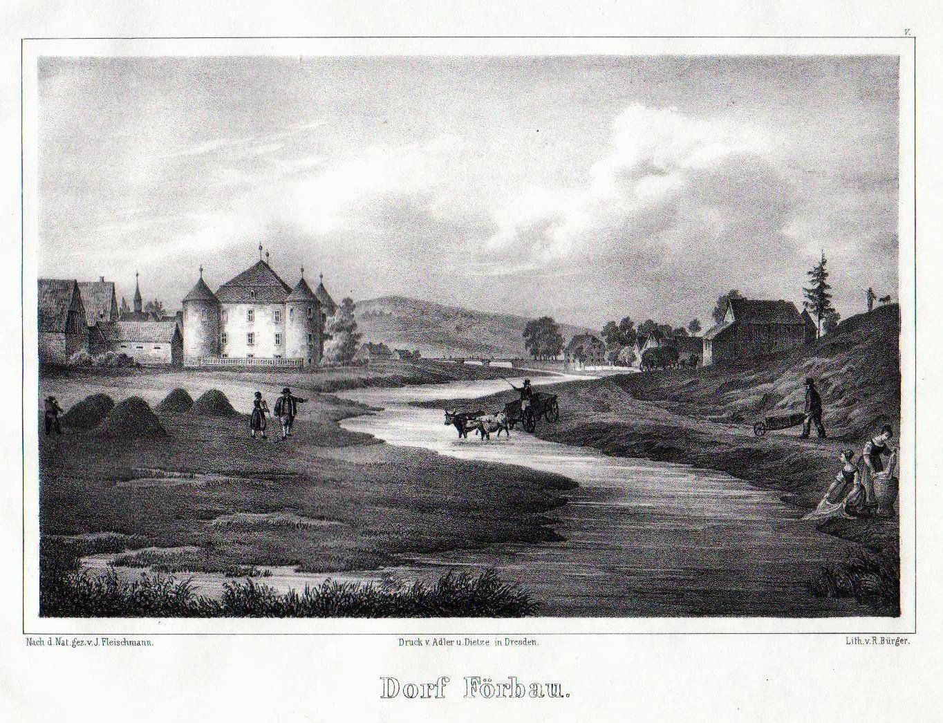 1840   Förbau Schwarzenbach Saale Original Lithographie