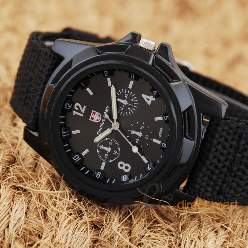 Metallic Black Dial Convex Numbers Gemius Army Warrior Hiking Men