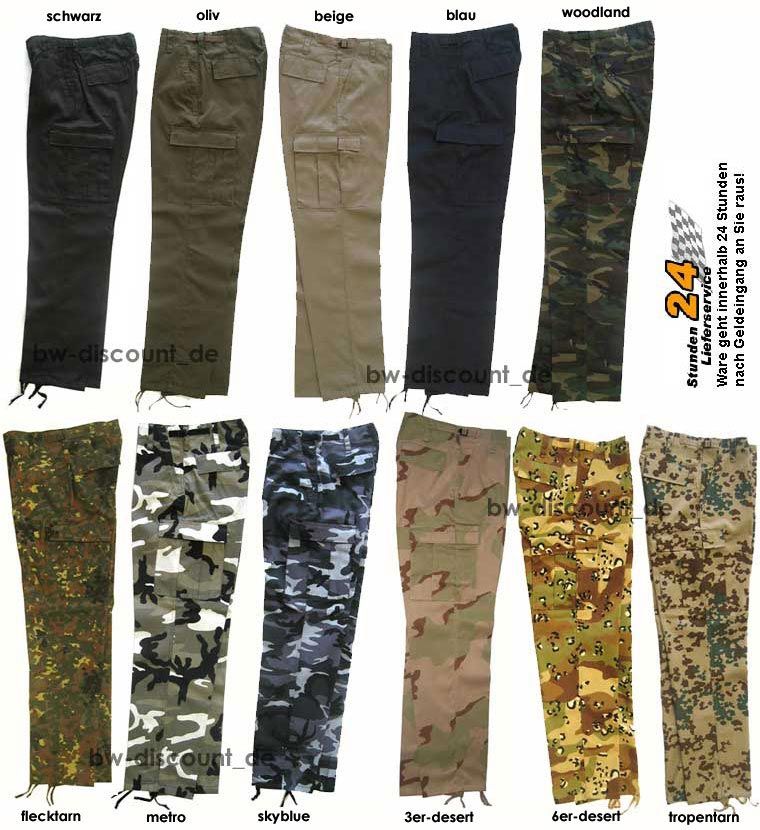 US Pant BW Cargo Hose Kampfhose 11 Farben Bundeswehr