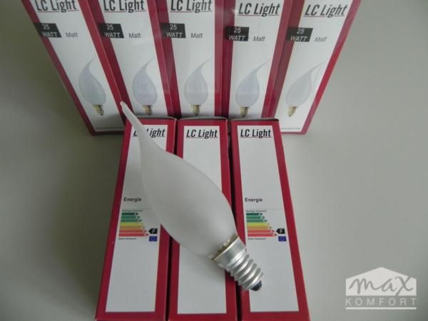 10x Glühbirne Glühlampe Windstoß Kerze E14 25W matt