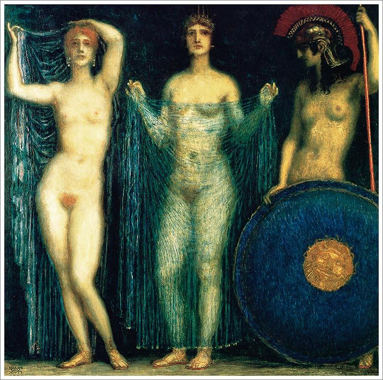 Franz von Stuck 23 Die drei Göttinnen Büttenfaksimile ATHENA HERA