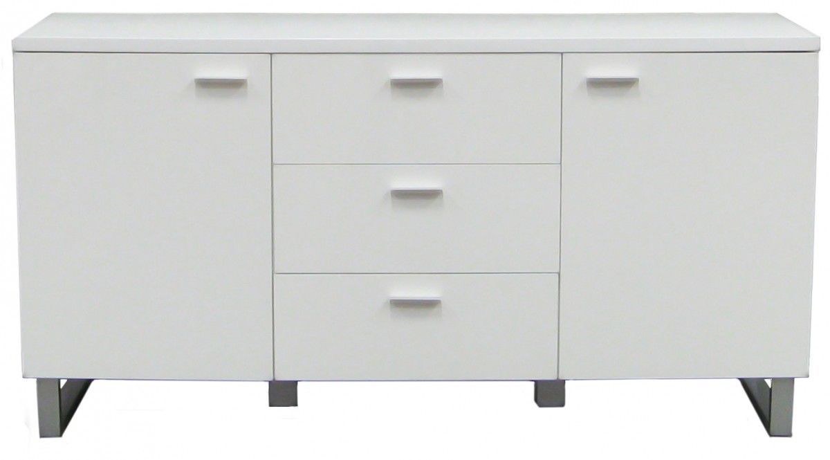 Sideboard Tenzo Chik 140 cm 2 Türen & 3 Schubladen Weiß Hochglanz