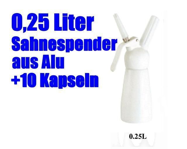 Profi Alu Sahnespender Sahnebereiter Sahnesyphon weiß 0,25L +10