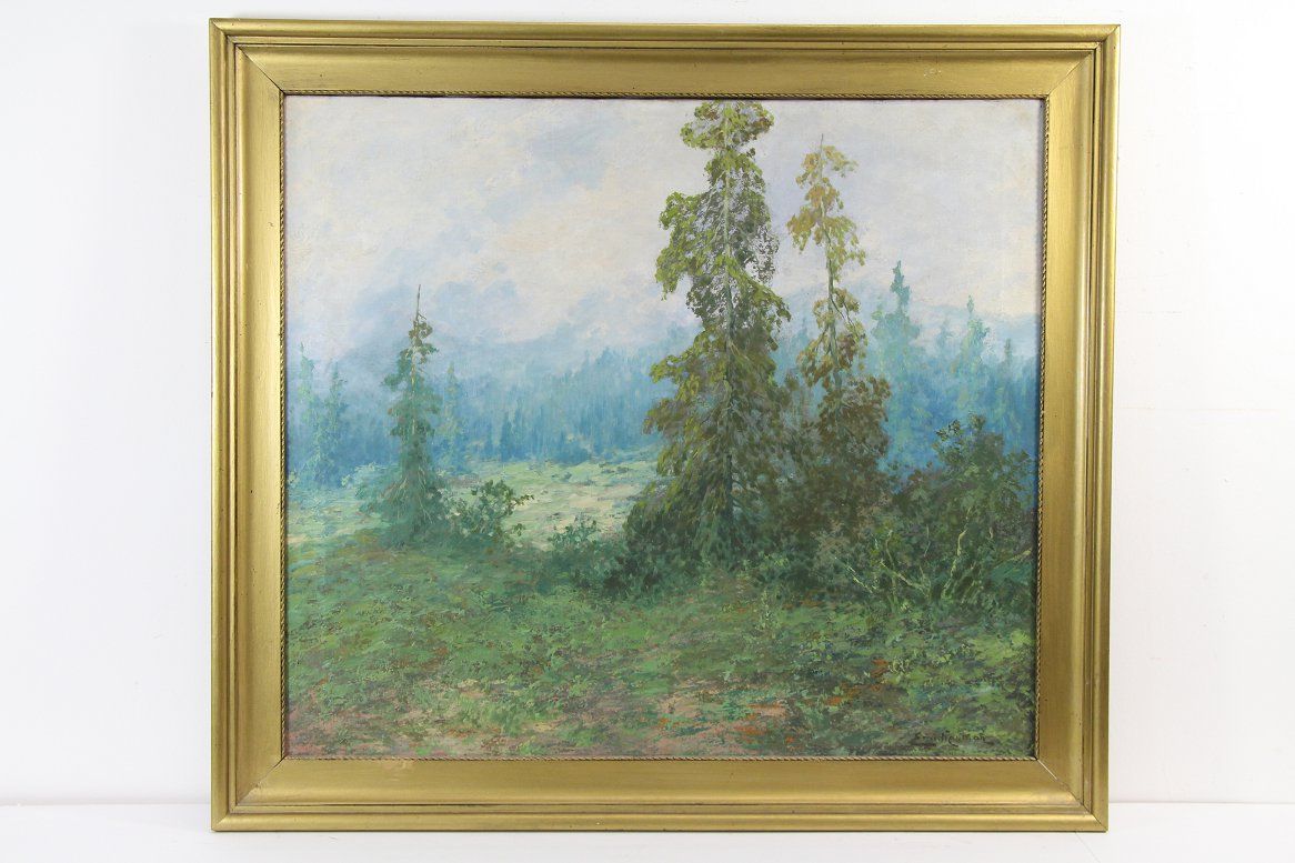 Ölgemälde Wiesen  & Waldlandschaft sig. Emi. Neumann ~1930