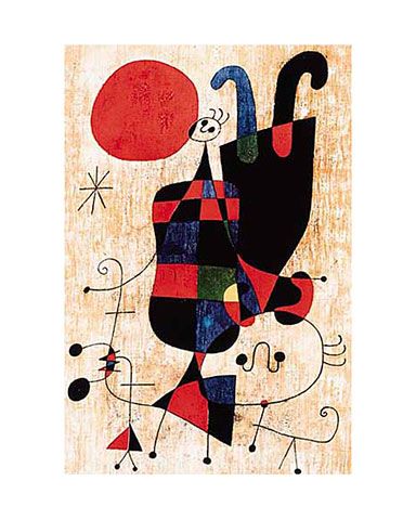 Kunstdruck Poster Joan Miró Leute und Hund