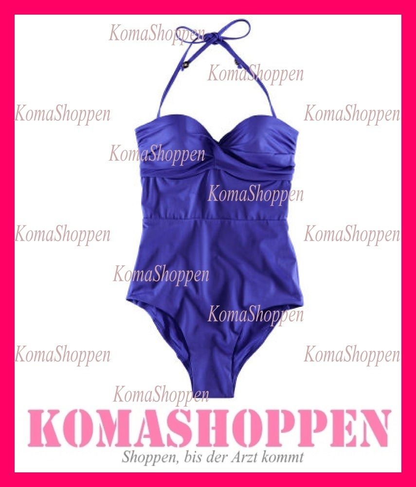 Badeanzug Bandeau Kobalt Blau Rüschen Volants 34 38 40 42 44 XS M L