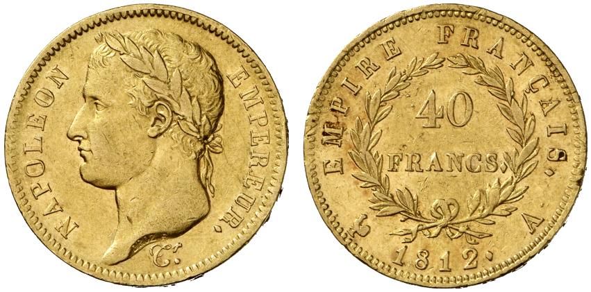 8998 Frankreich GOLD 40 Francs 1812 A