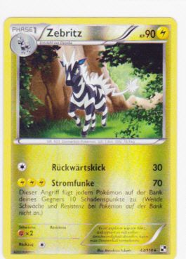 NEU Pokemon HOLO Karte ZEBRITZ (43) Schwarz & Weiß