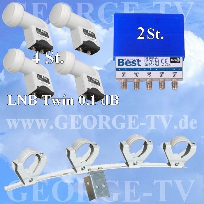 Komplett 4LNB Twin + Multfeed.+ 2DiSEgC RUSSISCHE TV