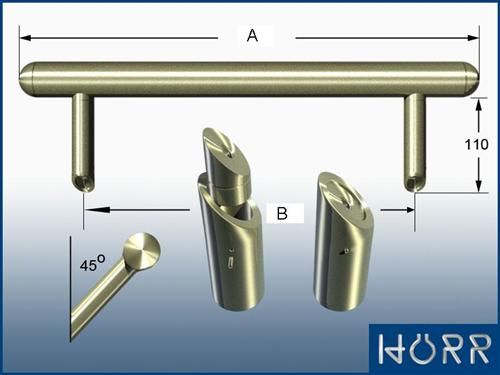 Edelstahl Stoßgriff Türgriff SCHRÄG Ø 33mm A=bis 1000mm