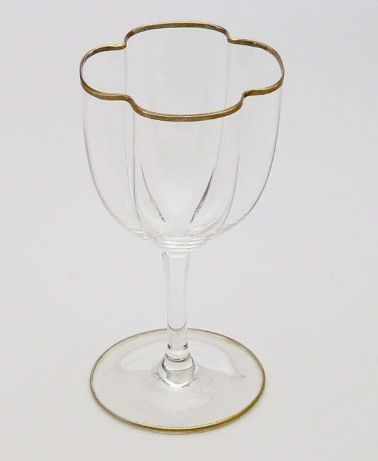 Likoerglas vierpassig Goldrand Josephinenhuette A Gerlach Form 1071 um