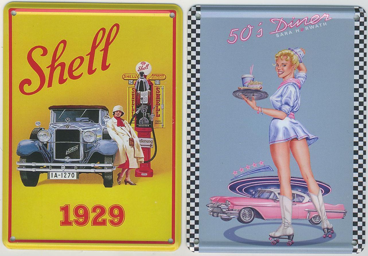 SHELL & 50th DINER, NOSTALGIE  BLECHSCHILDER NEU & OVP