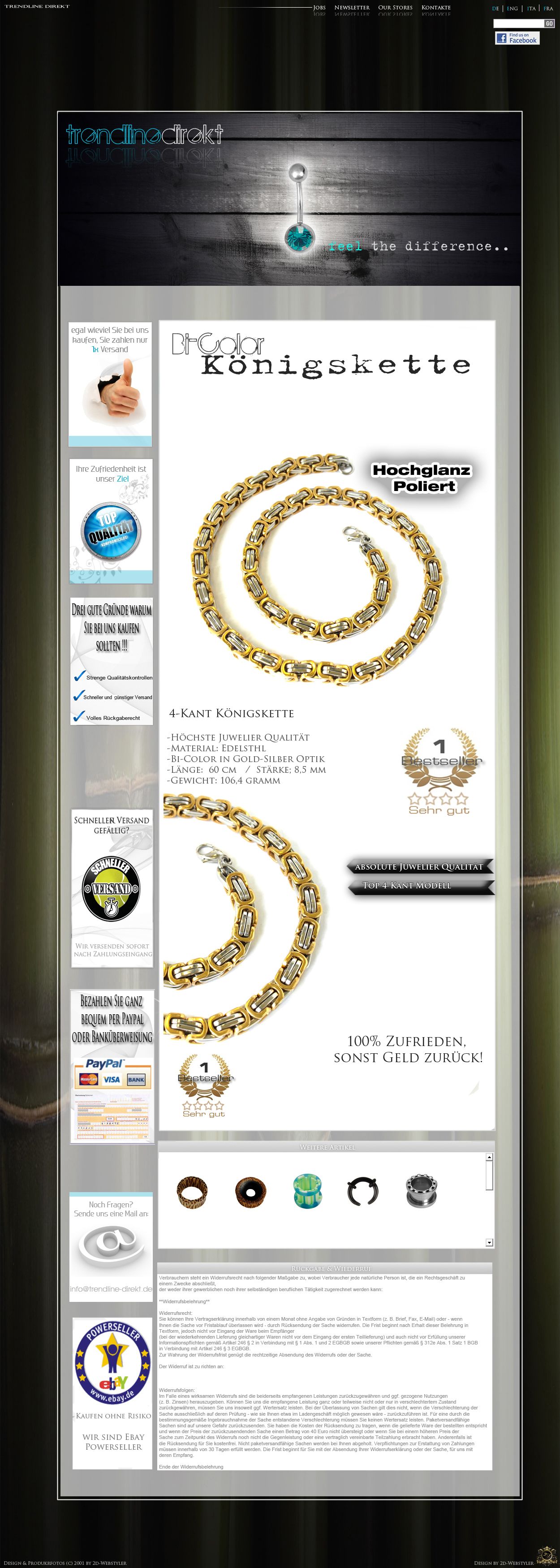 Königskette Bi Color Gold Silber Juwelier Qualität 60cm