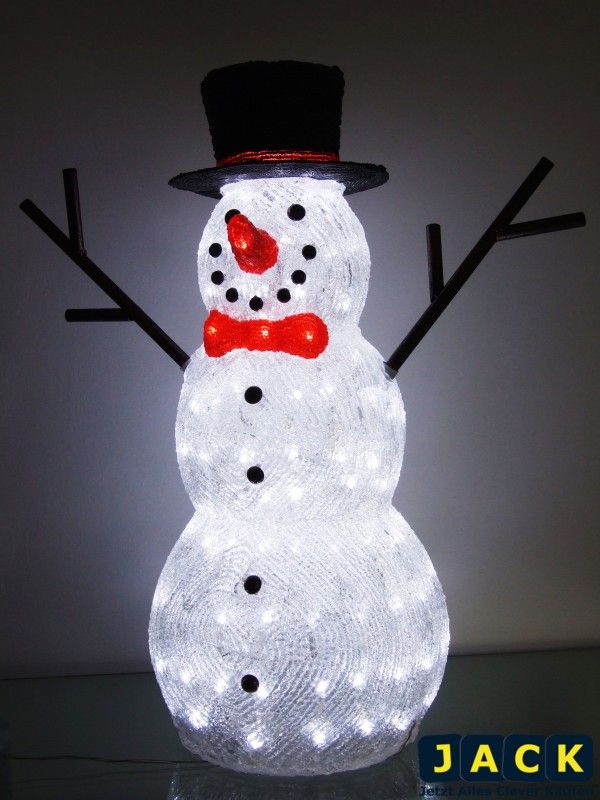 LED SCHNEEMANN 160 LEDs WEIß 60x30cm LICHTER ACRYL AUFSTELLFIGUR