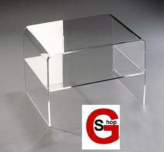 Tisch mit Fach/Ablage aus Plexiglas/Acrylglas