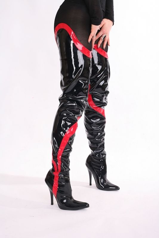 Lack Crotch Overknee High Heels Stiefel Schuhe GoGo Striptease