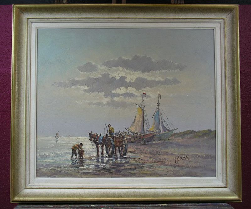 HIENSCH (Holland) Am Meer Fischerboote 77,5 x 67,5cm