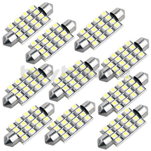 10X Weiß 42mm 16 3528 SMD LED 12V Kennzeichenbeleuchtung Soffitte